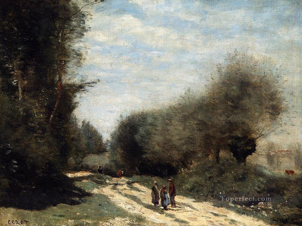 Crecy en Brie Road in the Country plein air Romanticism Jean Baptiste Camille Corot Oil Paintings